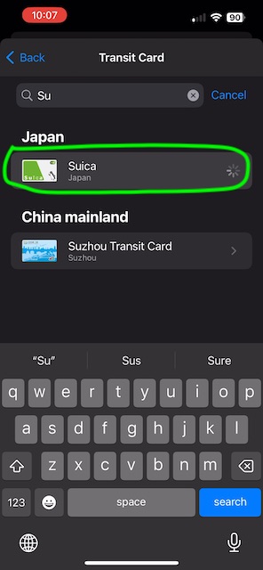 Tarjeta suica en iPhone