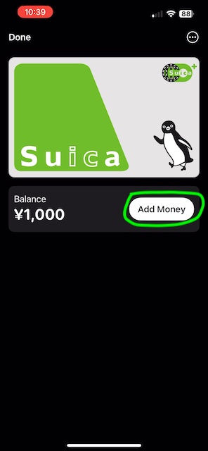 Tarjeta suica en iPhone